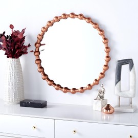 Safavieh Home Collection Pallas Copper 25-inch Round Decorative Accent Wall Mirror for Bedroom Living Room Bathroom Entryway