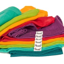 divata bunte MINI Mulltücher 6er Set Rainbow, ca. 35x35 cm - kleine, farbige Baby Spucktücher, Mull-Waschlappen, Oeko-Tex-Zertifiziert