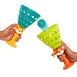 B. toys BX2274Z Pass-Catch Throw and Catch Game - 2 Bats and 4 Balls - Sports Toy for the Garden, Beach, Outdoor - Outdoor Toy for Children from 3 Years - Pop 'n' Launch, Colourful, S