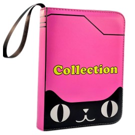 XECASEBN Card Binder Collection Trading Albums Fits 400/900 Cards with 50 Removable Sleeves, for MTG,TCG, Game Sport Cards Album Holder With Zipper Gifts for Boys and Girls (400, pink-cat)