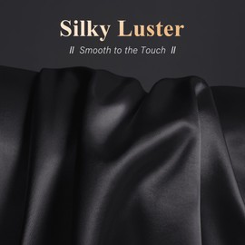 DOWNSTORIA Satin Pillowcase for Hair and Skin Similar to Silk Pillow Cases 2 Pack, Silky Pillow Cover with Envelope Closure Set of 2, Gifts for Women Men(20x26 Inches, Black)