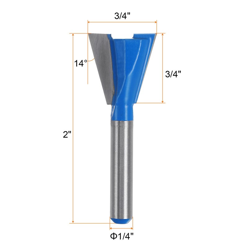HARFINGTON Dovetail Router Bit 1/4" Shank 3/4" Dia Tungsten Carbide