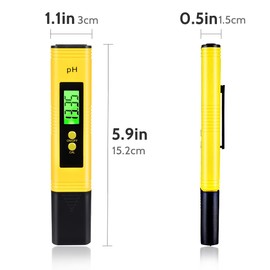 FGen PH Meter, PH Meter with LCD Display, PH Tester Portable, Digital PH Value Meter, for Drinking Water/Swimming Pool/Aquarium/Pool, High Accuracy, 0.00-14.00 Measuring Range (Yellow)