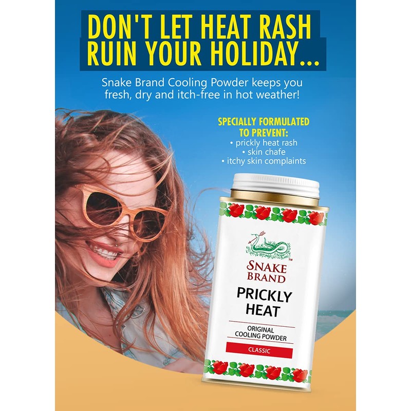Snake Brand Prickly Heat Kühlpulver, 2er-Pack (Classic, 140g)