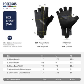 ROCKBROS Road-to-Sky Cycling Gloves Fingerless Breathable Reflective Training Gloves for Mountain Bikes Road Bikes Unisex Men Women Black XL