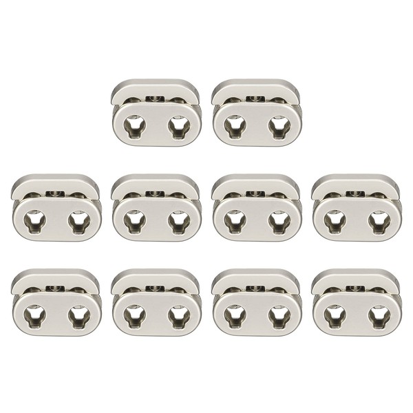 sourcing map Spring Cord Lock End Toggle, 10Pcs Double Hole