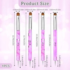 4 piezas de pincel acrílico de gel francés para arte de uñas, pincel de dos vías para arte de uñas con puntos, herramienta de manicura profesional par