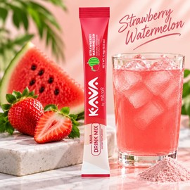 Mitra9 Polvo de kava RelaxPak - Sobres de extracto de kava con fresa y sandía Mejora el estado de ánimo A base de plantas Promueve la calma y la claridad naturales Fácil de abrir
