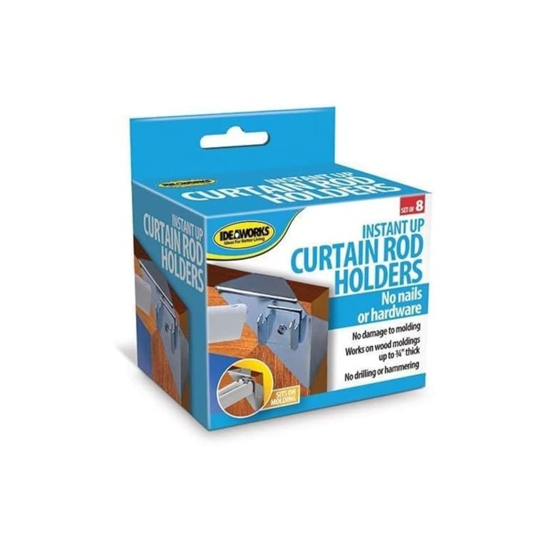 IdeaWorks Instant Holders-Curtain Rod Brackets No Drilling-Perfect for Hanging on