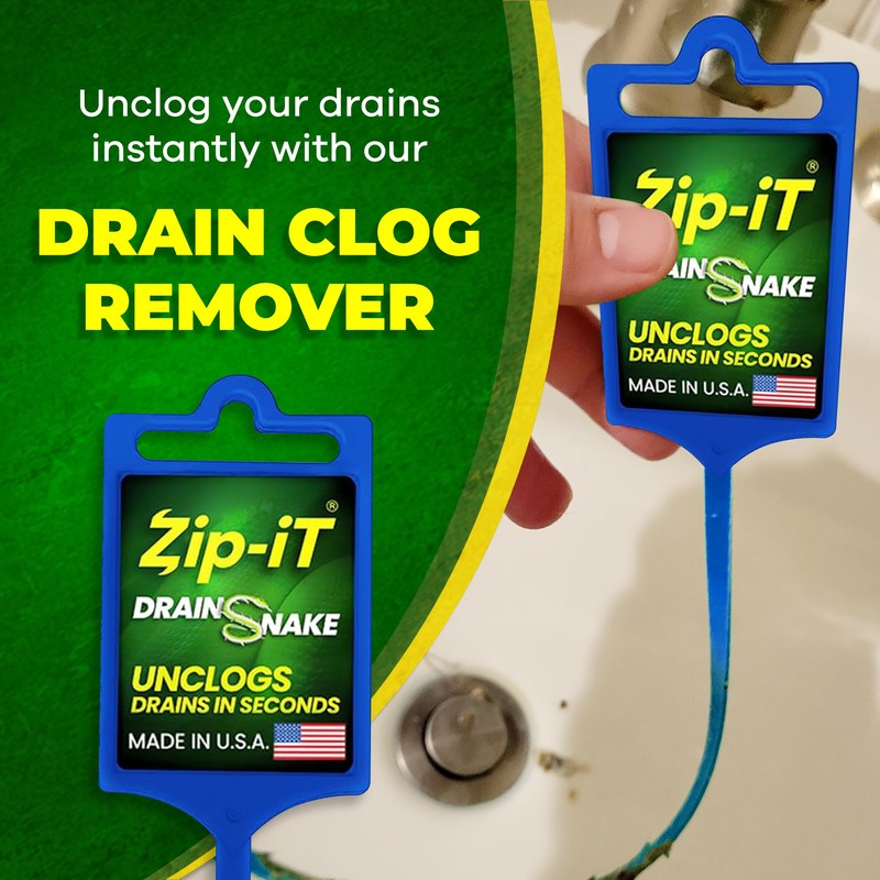 Zip-It Hair Drain Clog Remover, 25-inch Unclogger Tool for Shower,