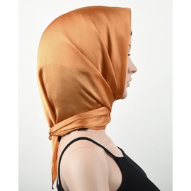 corciova Cadmium Orange 27.5 x 27.5 Solid Color Square Silk Like Head Hair Scarf Stain Neck Wrapping