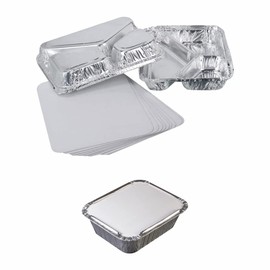 TENLITE 25Pc x 450ML + 25Pc x 3Compartment Foil Containers with Lined Lid Tin Foil Tray Pans Freezer/Oven-Safe for Baking, Roasting, Catering Disposable Party Foil Containers.