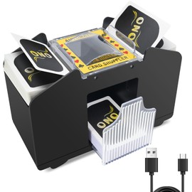 Vonsera Kartenmischmaschine Elektrische, Kartenmischgerät Automatischer für UNO, Poker, Blackjack, 2-4 Decks Spielkarten Kartenmischer für Familientreffen - Batteriebetrieben + USB