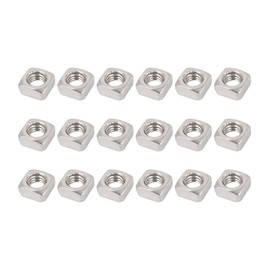 METALLIXITY Square Nuts (M6) Set of 25 304 Stainless Steel Hardware Nuts - For Furniture Making, Machinery Installation, Silver Tone