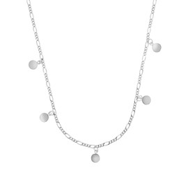 NOELANI 2031960 Women's Necklace with Pendant 925 Sterling Silver 37 + 5 cm Gold Coin Comes in Jewellery Gift Box, Sterling Silver, No Gemstone