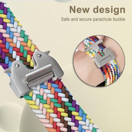 MiKoyi Nylon Bands Band for Garmin Fenix 8 43mm/Descent Mk3S/Descent Mk3Si/Garmin Fenix 7S Pro Solar/Fenix7S, 20mm Nylon Sport Strap for Fenix6S/6S Pro Stretchy Braided - Rainbow