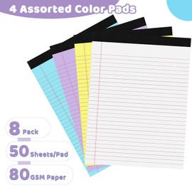 8 Packs Legal Pads 8.5x11, Totally 400 Sheets Colored Legal Pads 8.5x11, College Ruled Writing Pads Small Note Pads 50 Sheets/Pad Tablets Lined Notepad for School, Office, To-Do Lists