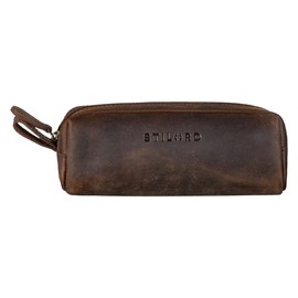 STILORD Linus Leather Vintage Men's Women's Pencil Case Square Buffalo Leather Case, Zamora - Brown, Cosmetic bag