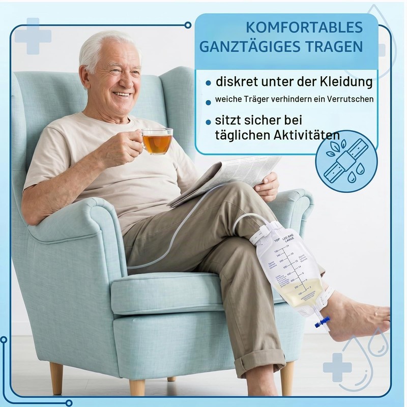 5 Urine Leg Bags 750 ml with 45 cm Hose