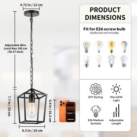 Phaosio Black Pendant Lights Kitchen Island, Modern Farmhouse Light Fixture