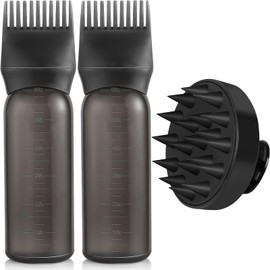 Root Comb Applicator Bottle and Scalp Massager Shampoo Brush Hair Coloring Dye f for Salon Hair Coloring Dyeing Scale for home DIY Use(Black)