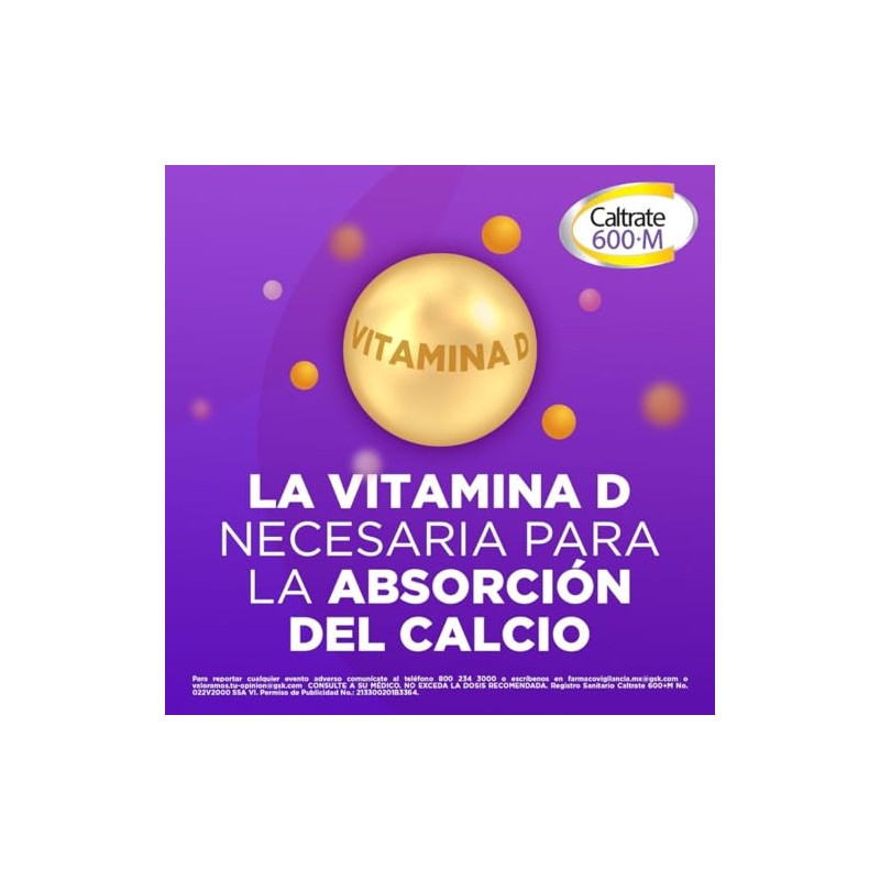 Caltrate 600M Suplemento Multivitamínico De Calcio, con Vitamina D y