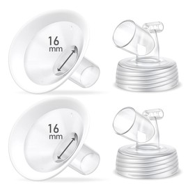 2 Packs 16mm Flange Set, Updated Soft Rim Shield and Wide Mouth Base Connector Pump Parts for Spectra S2 Spectra S1 9 Plus Breastpumps Accessories, 106 Degree Wider Opening Angel