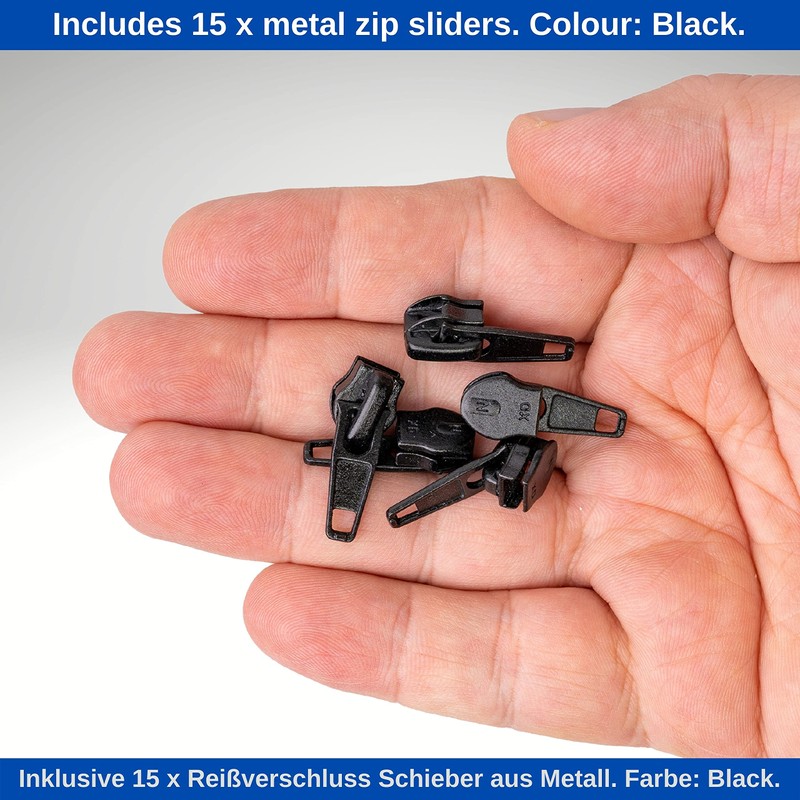 Endless zip, 330 cm total length, including 15 x narrow