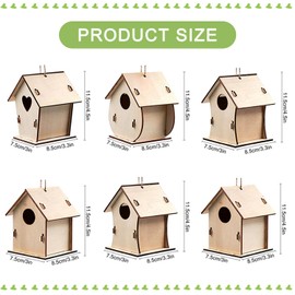 6Pcs Birdhouse Kit for Kids, Craft Kits for Kids to Build and Paint Bird House, Easter DIY Wooden Arts and Crafts, DIY Set Craft Kit Outdoor Wooden Birdhouse