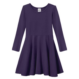 City Threads Big Girls Cotton Long Sleeve Twirly Skater Party Dress, Cotton SPD Sensory Clothing Sensitive Skin 5y
