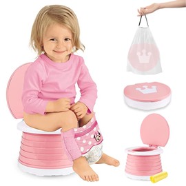 PEIONO Baño Portátil para Niños, Orinal de Viaje Plegable Para Niños, Gran Capacidad de Carga, Sentarse Cómodamente, Fácil de Guardar y Limpiar, Diseñado para Niños en Excursiones y Acampadas(Rojo)