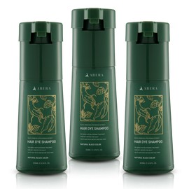 Abera Hair Dye Shampoo, Black Hair Color for Grey Hair Coverage for Women and Men, One-wash Hair Blackening Treatment with Natural Dark Color (20.28 Fl. Oz.)(3 Units)