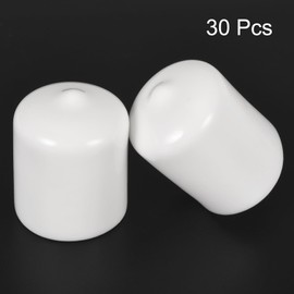 QUARKZMAN Pack of 30 Rubber End Caps 24 mm Plastic Cap Rubber Caps Protective Caps Cover Foot Caps for Chair Legs Table Legs Screws Bolts Thread Metal Rods Pipe Fence Posts White