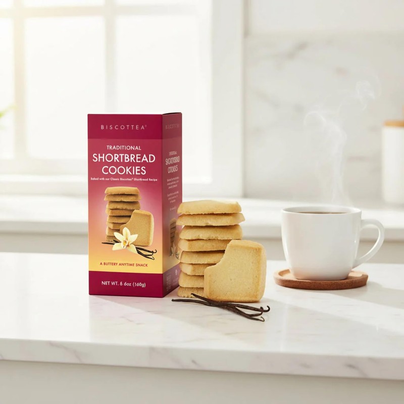 BISCOTTEA All-Natural Traditional Shortbread Cookies – Gourmet Buttery Biscuits Infused