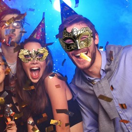 Couple Masquerade Masque Set,2X Vintage Face Covers - His and Hers Masquerade Masques Set, Costume Accessories for Prom Ball