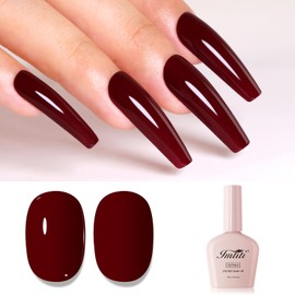 Imtiti Red Gel Nail Polish, Cherry Red Gel Polish High Gloss Soak Off UV LED Nail Gel Polish Autumn Winter Gel Polish Nail Art Manicure Salon DIY Design Gel Nail Kit 10ML