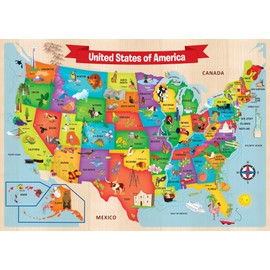 MasterPieces 44 Piece Jigsaw Puzzle for Kids - USA Map Wood Puzzle - 16.5"x11.8"