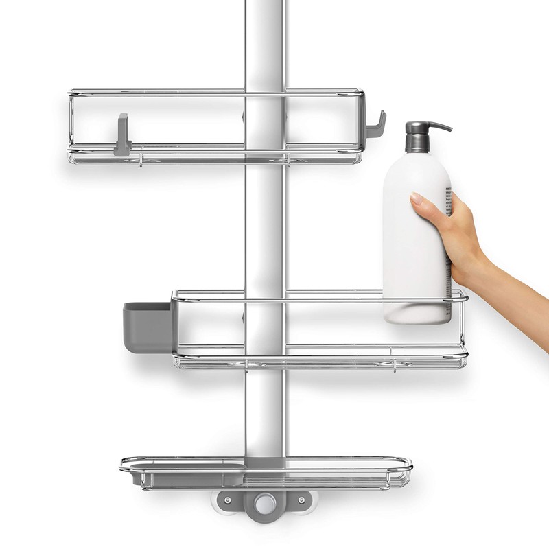 simplehuman Adjustable and Extendable Shower Caddy Large, Stainless Steel and