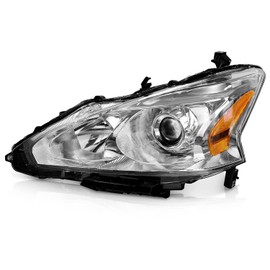 WEELMOTO Headlight Assembly Compatible with 2013-2015 Nissan Altima，Headlight Replacement for 13 14 15 Nissan Altima with Chrome Housing Amber Reflector Left Driver Side(DOES NOT FIT XENON/HID)