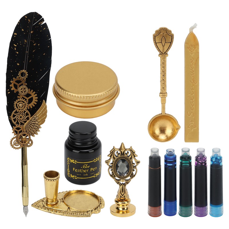 Feather Pen Business Fire Lacquer Stamp European Retro Style Sprinkled