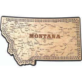 Montana State Shaped Road Map Cribbage Board
