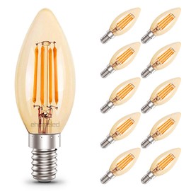 ehomeled E14 LED Filament Kerzenlampe Extra Warmweiß 2300K, Gold Glas, 720lm 6W (=55W), Vintage Glühbirne für Bar Restaurant Dekoration, Nicht Dimmbar, 10er-Pack