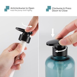 Segbeauty Set of 3 Empty Soap Dispenser Bottles, 500 ml Refillable Pump Bottles for Liquid Body Soap, Shampoo, Conditioner, Shower Gel, for Hotel or Household. Plastic Pump Dispenser - Blue