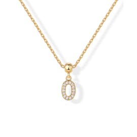 PAVOI 14K Yellow Gold Plated Sliding Adjustable Cubic Zirconia Initial Charm Necklace for Women | Alphabet Charms - O, Yellow Gold, Cubic Zirconia