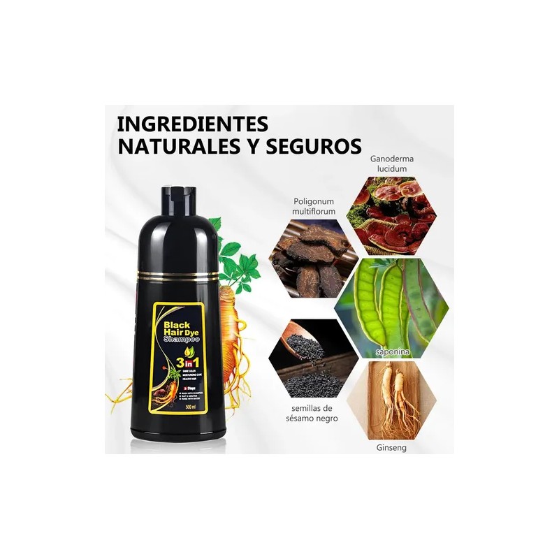 Shampoo Para Canas 500ml Natural Jengibre Tinte Cubre Canas