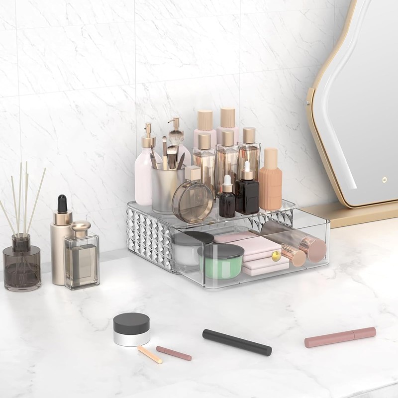 Taoluwin Makeup Organiser, Cosmetic Storage Display Case, Partitioned Storage for