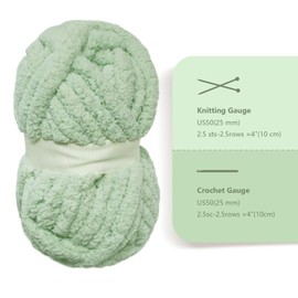 CAHOVY Grey Green Chunky Chenille Yarn for Crocheting Bulky Thick Fluffy Yarn for Knitting,Super Bulky Hand Blanket, Soft Plush Yarn Crochet Carpet/Scarf/Cushion/ 8 Jumbo Pack(63.76oz/197.68yd