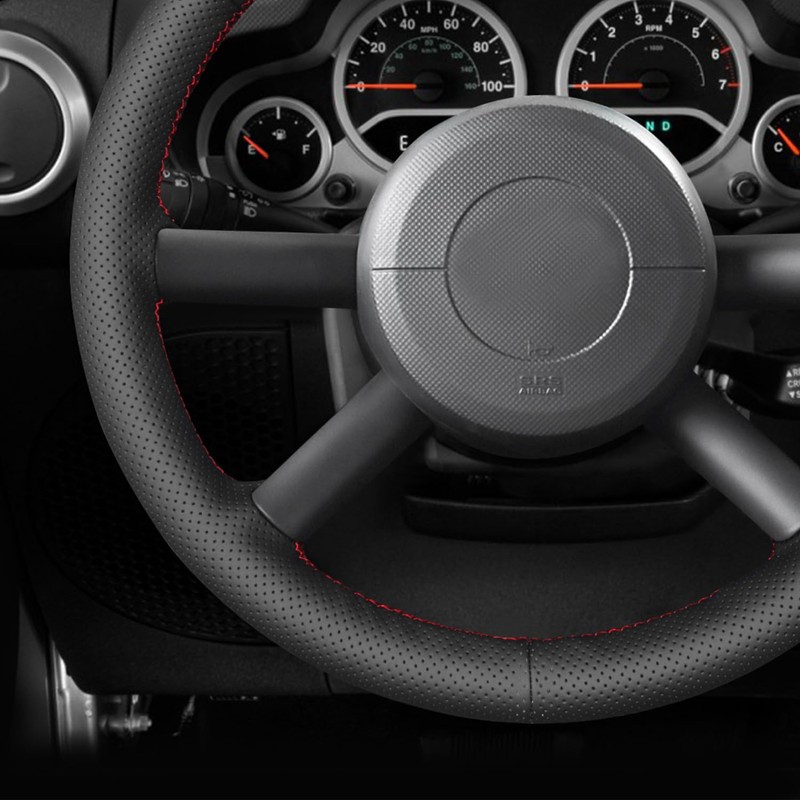 MEWANT Stitch On Custom Fit Steering Wheel Cover for Jeep