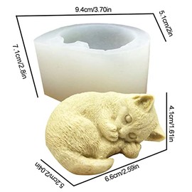 Molde de Gato de Silicona, Molde de Jabón de Gato Dormido, Molde de Silicona para Velas, Molde de Resina de Gatito, Molde de Jabón Hecho a Mano, Molde de Gato 3D, Molde de Dibujos