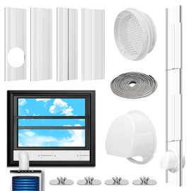 Portable AC Window Vent Kit with Universal Coupler for 5.1"/5.9" Exhaust Hose, Upgraded Mobile Air Conditioner Window Seal Kit with 4 Adjustable Seal Panels for Horizontal & Vertical Sliding Windows